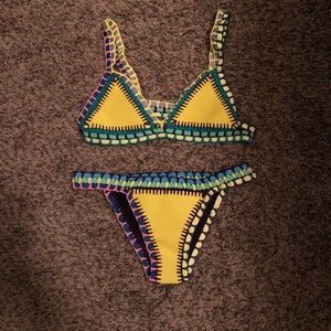 Yellow crochet bikini